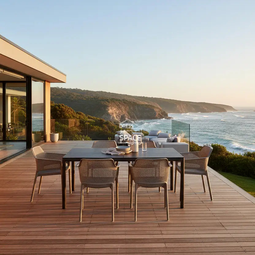 Nardi Tevere Anthracite Ext. & Net Tortora (Taupe) Chairs 7 9 or 11 Piece Set - Outdoor Dining Set - Nardi