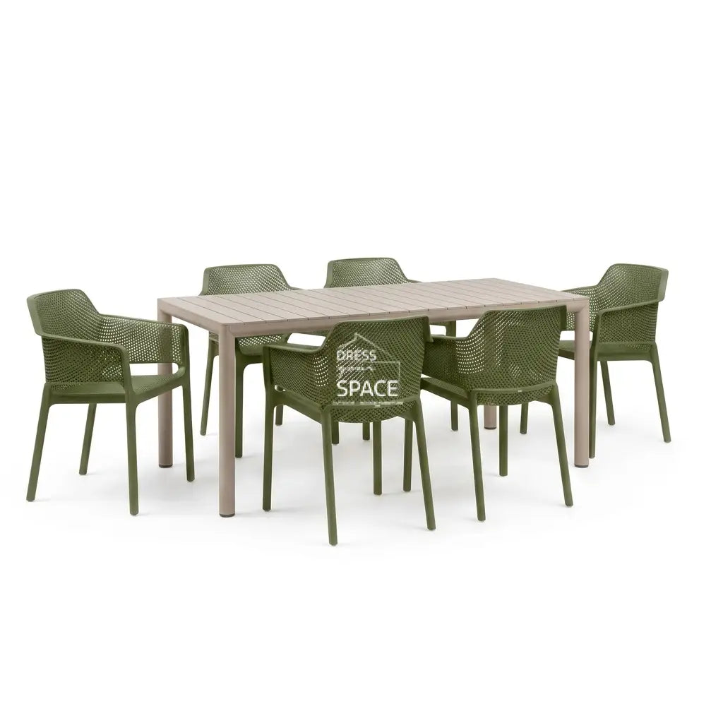 Nardi Tevere Corda Ext. & Net Agave (Green) Chairs 7 9 or 11 Piece Set - Outdoor Dining Set - Nardi