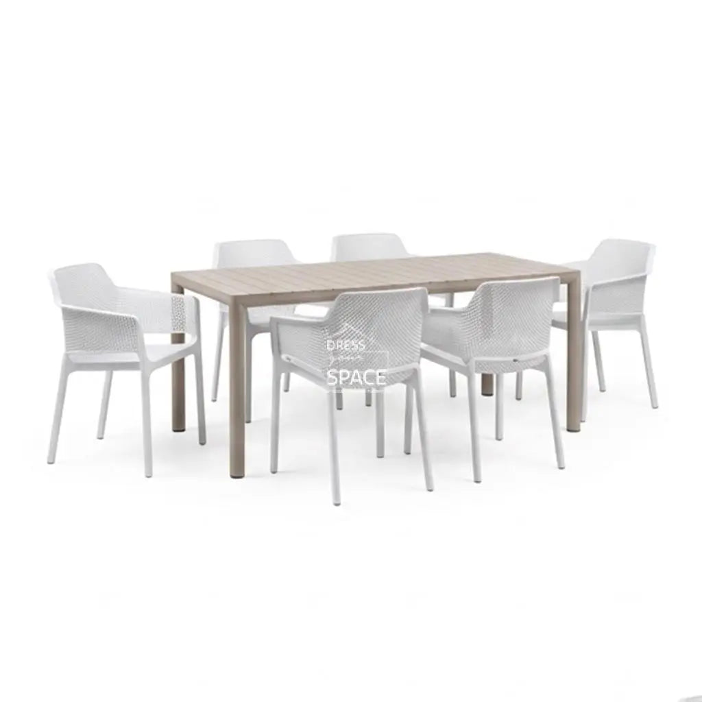 Nardi Tevere Corda Ext. & Net Bianco (White) Chairs 7 9 or 11 Piece Set - Outdoor Dining Set - Nardi