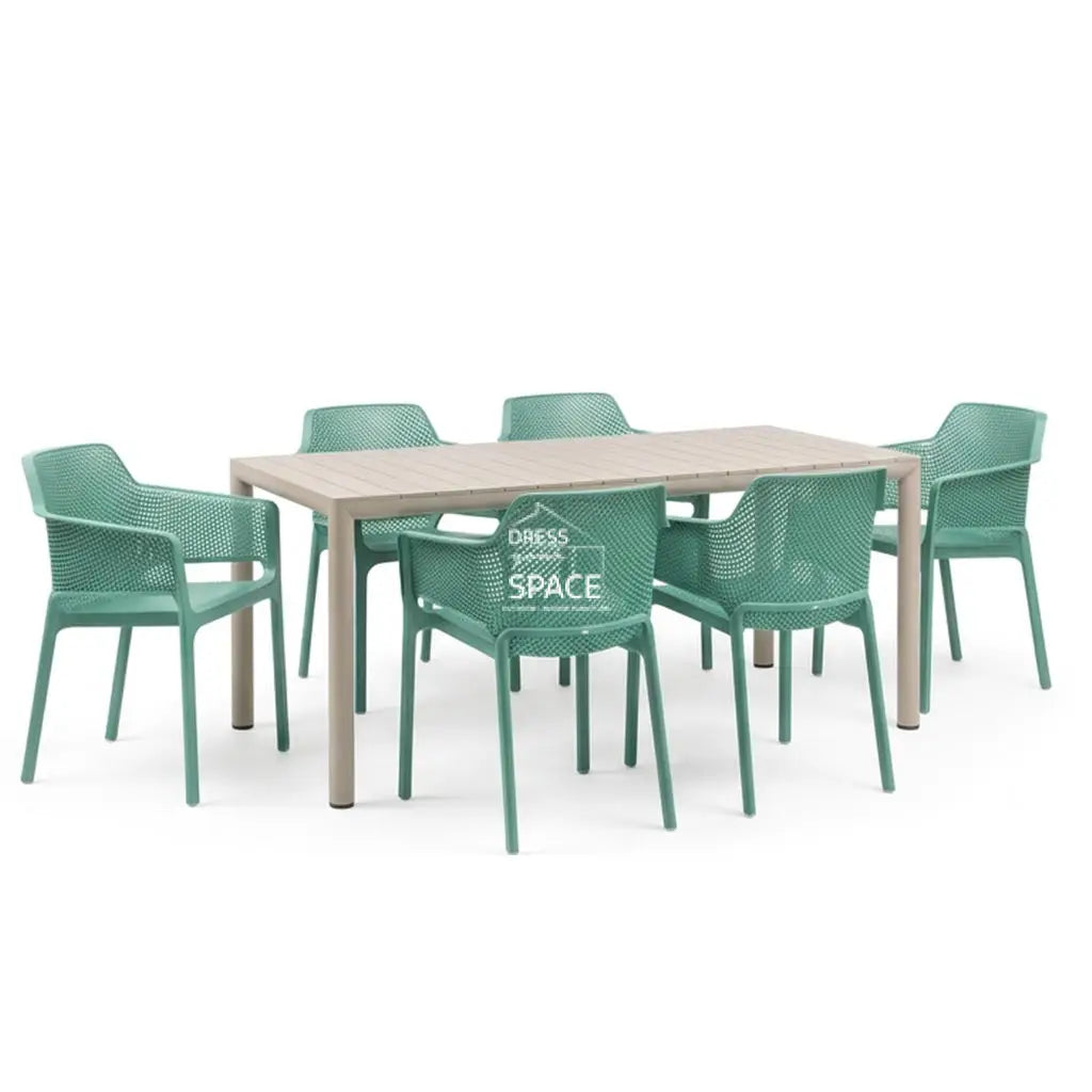 Nardi Tevere Corda Ext. & Net Salice (Jade) Chairs 7 9 or 11 Piece Set - Outdoor Dining Set - Nardi