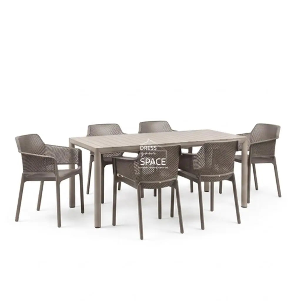 Nardi Tevere Corda Ext. & Net Tortora (Taupe) Chairs 7 9 or 11 Piece Set - Outdoor Dining Set - Nardi