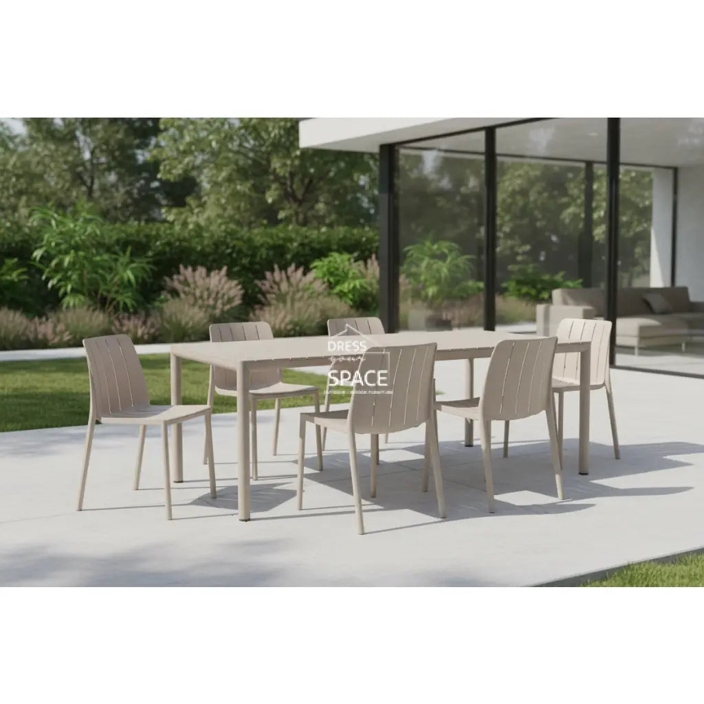 Nardi Tevere Resin Top Extension Table with Tiberina Armless Chairs 7 9 or 11 piece Dining Setting - Corda - Outdoor Dining Set - Nardi