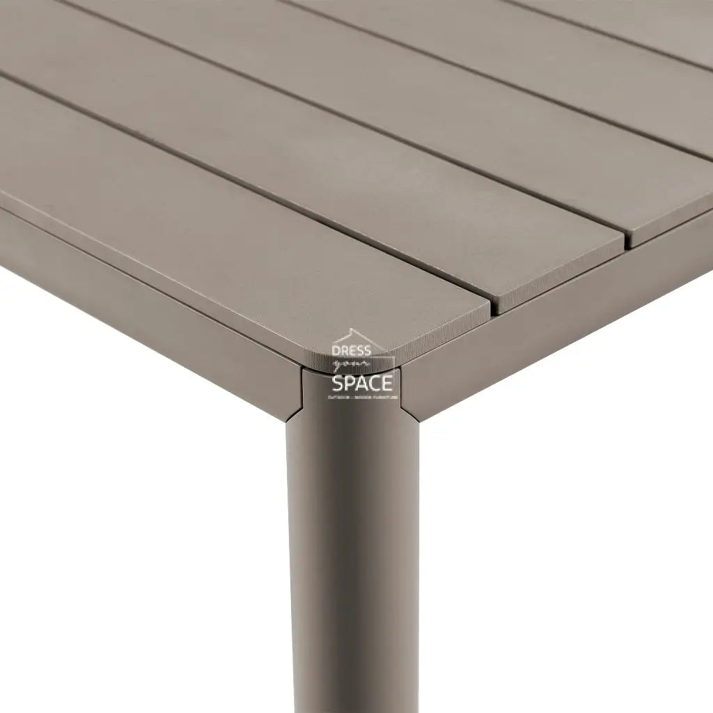 Nardi Tevere Resin Top Extension Table with Tiberina Armless Chairs 7 9 or 11 piece Dining Setting - Taupe - SOLD OUT - Outdoor Dining Set