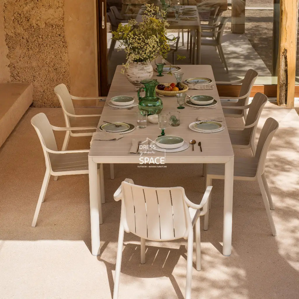 Nardi Tevere Resin Top Extension Table with Tiberina Chairs 7 9 or 11 piece Dining Setting - Corda - Outdoor Dining Set - Nardi