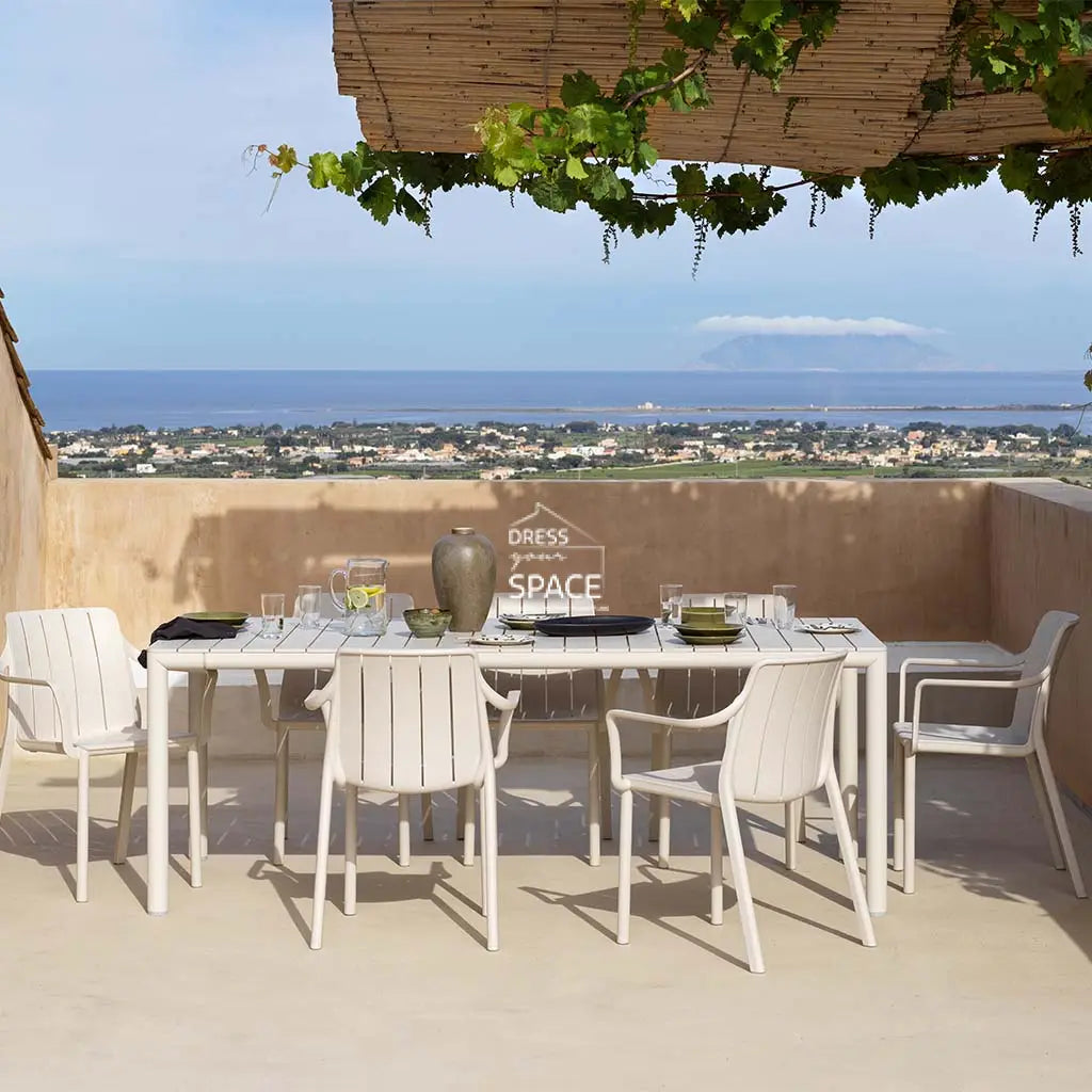 Nardi Tevere Resin Top Extension Table with Tiberina Chairs 7 9 or 11 piece Dining Setting - Corda - Outdoor Dining Set - Nardi
