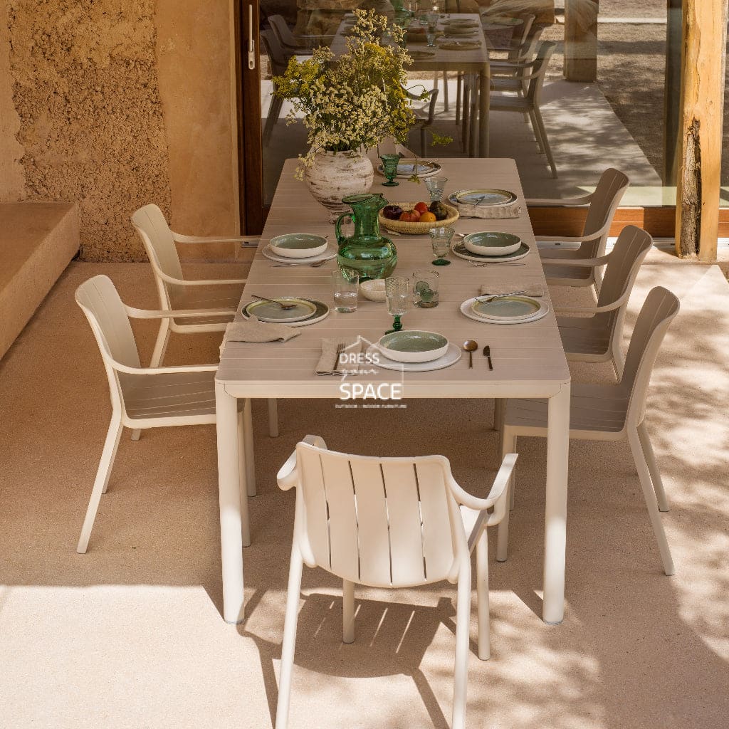 Nardi Tevere Resin Top Extension Table with Tiberina Chairs 7 9 or 11 piece Dining Setting - Corda - Outdoor Dining Set - Nardi
