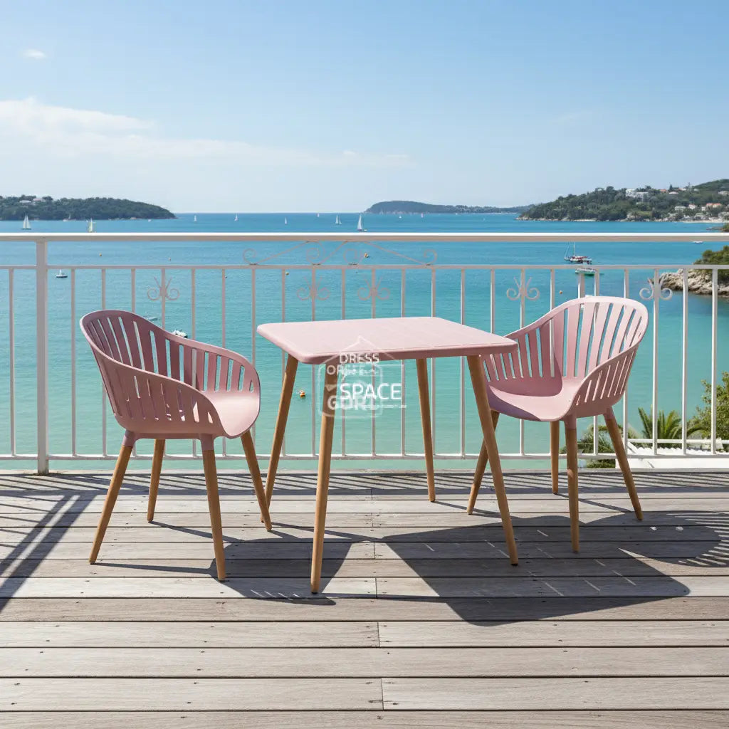 Nassau 3 Piece Bistro Set - Peach Pink - Outdoor Balcony Set - Lifestyle Garden