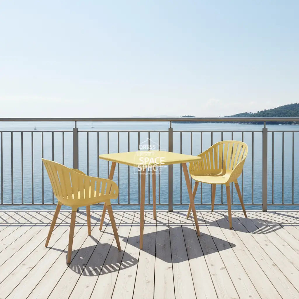 Nassau 3 Piece Bistro Set - Yellow Lemon - Outdoor Balcony Set - Lifestyle Garden