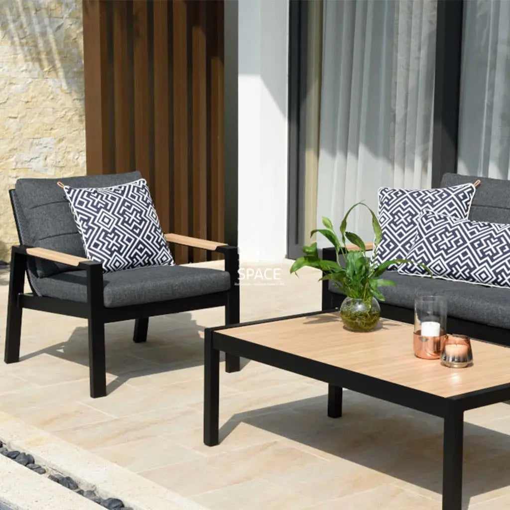 Navy Ethnic Outdoor Cushion - 60 x 35cm - Outdoor Cushion - Lifestyle Garden