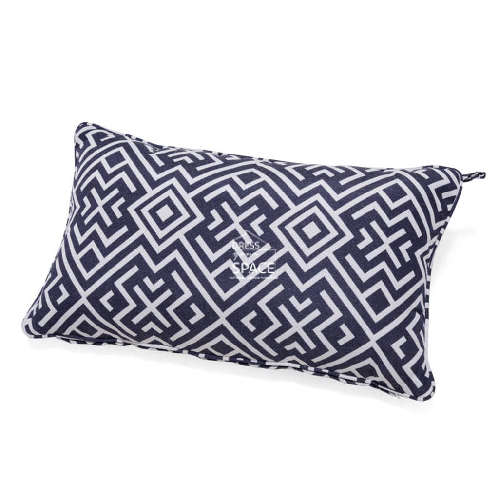 Navy Ethnic Outdoor Cushion - 60 x 35cm - Outdoor Cushion - Lifestyle Garden