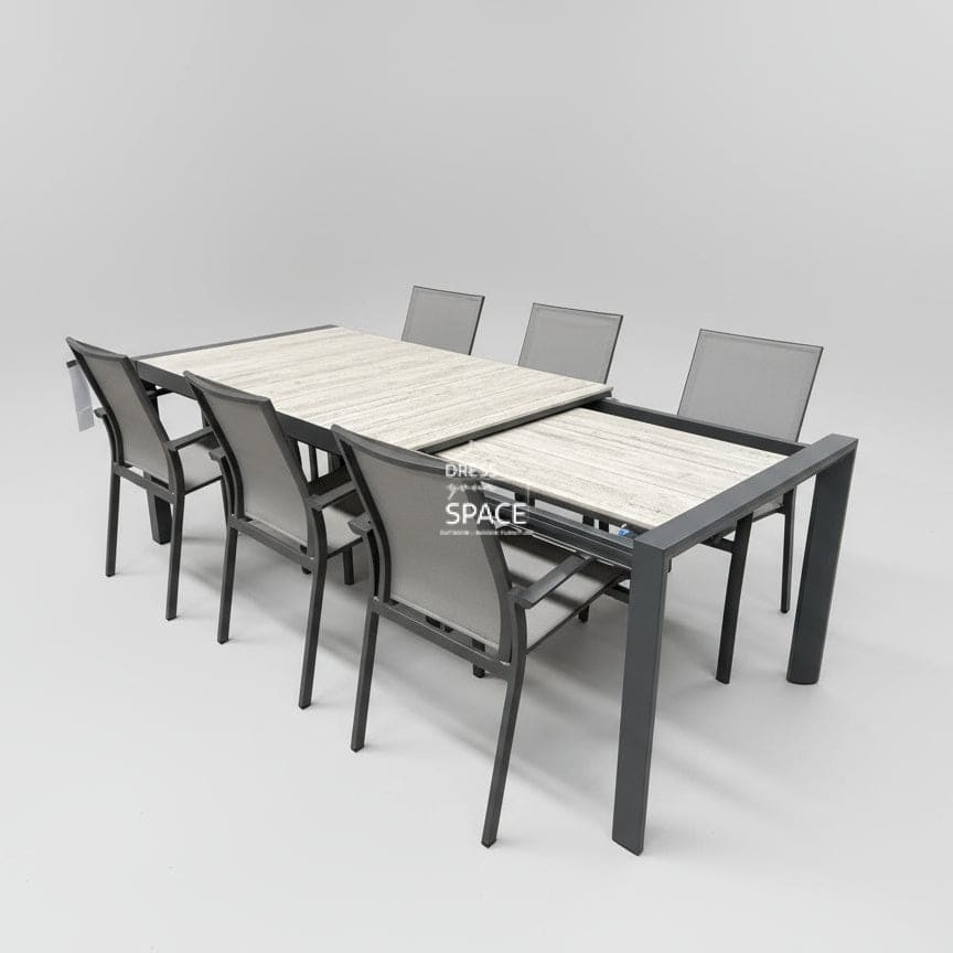 Genoa - New York Extension Ceramic Dining Set - 7 Piece Set - Outdoor Dining Set - DYS Outdoor