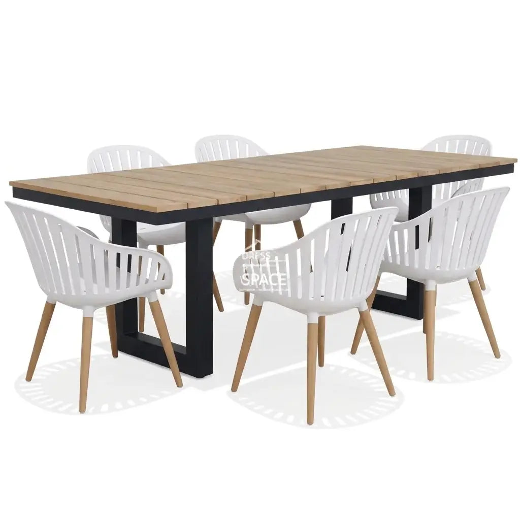 Nordic Black - Nassau White Pear - 7 Piece Dining Set - Outdoor Dining Set - Dress Your Space