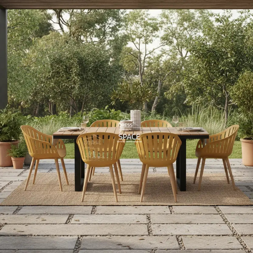Nordic Black - Nassau Yellow Lemon - 7 Piece Dining Set - Outdoor Dining Set - DYS Outdoor
