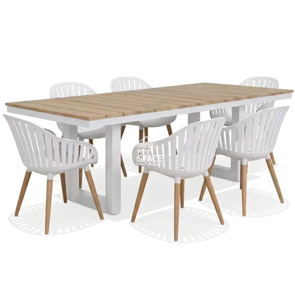 Nordic White - Nassau White Pear - 7 Piece Dining Set - Outdoor Dining Set - Dress Your Space