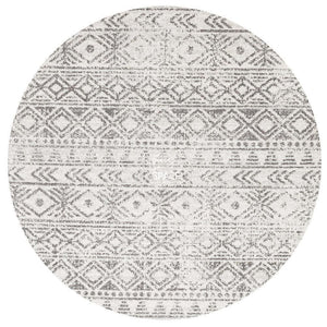 Oasis Ismail White Grey Rustic Round Rug - Indoor Round Rug - Rug Culture