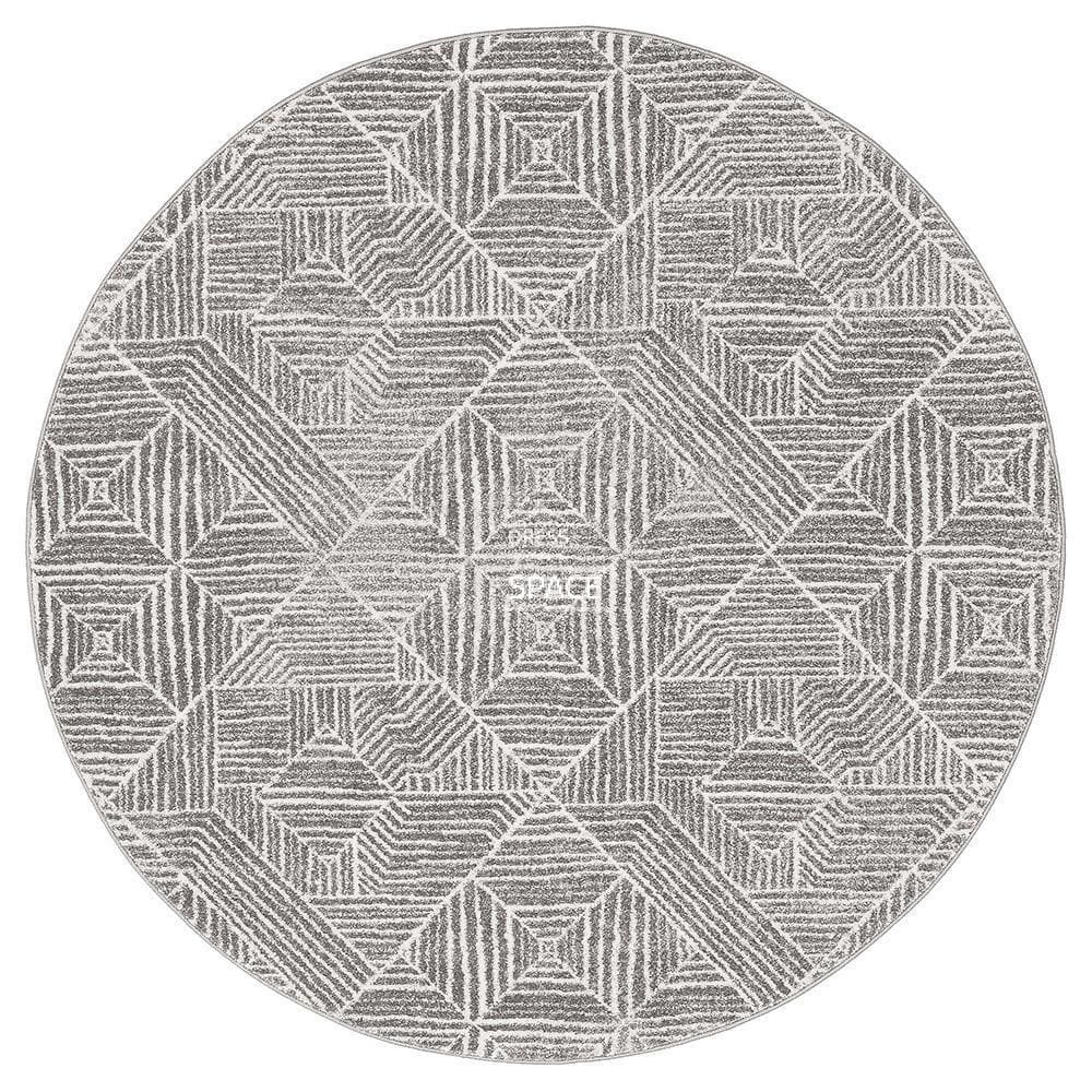 Oasis Kenza Contemporary Silver Round Rug - Indoor Round Rug - Rug Culture