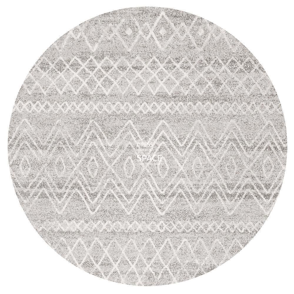 Oasis Nadia Grey Rustic Tribal Round Rug - Indoor Round Rug - Rug Culture