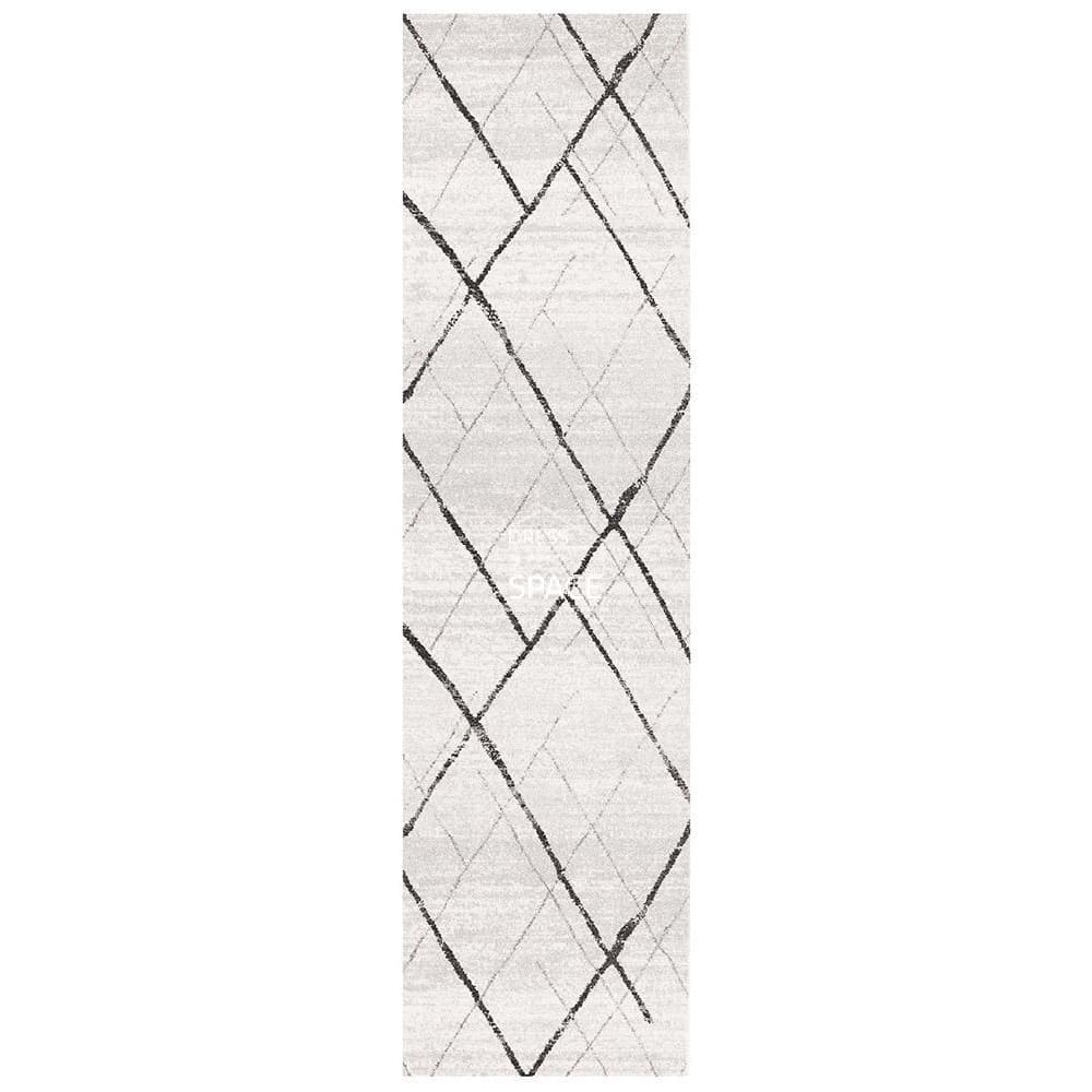Oasis Noah White Grey Contemporary Runner Rug - Indoor Hallway Runner - Rug Culture