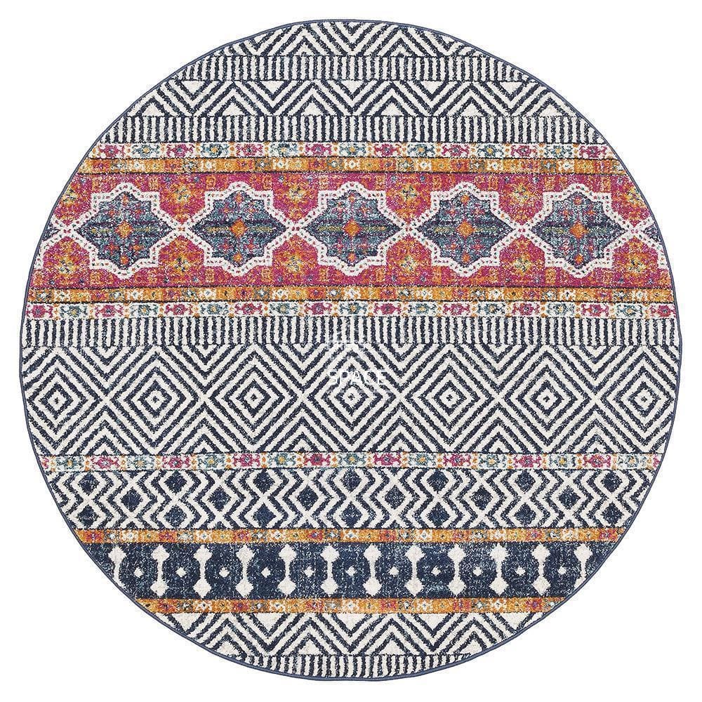 Oasis Sabrina Multi Tribal Round Rug - Indoor Round Rug - Rug Culture