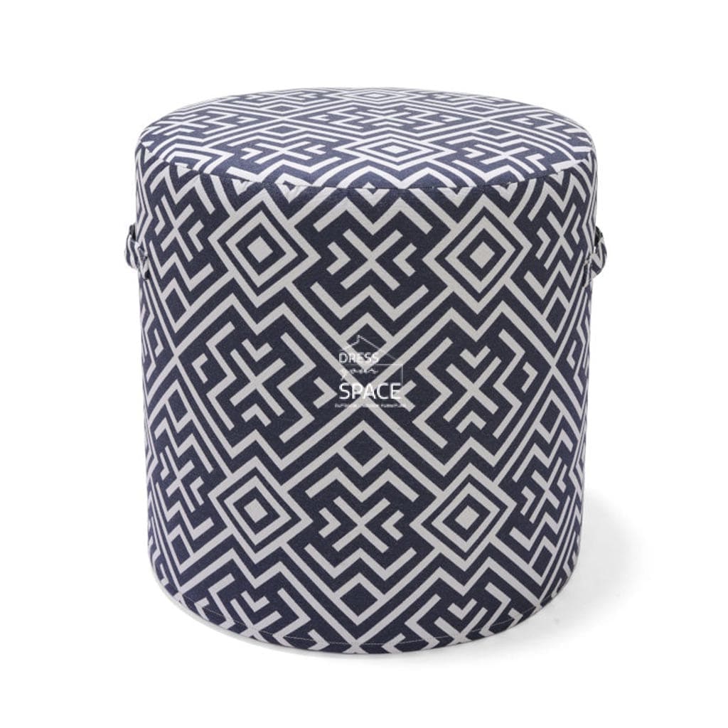 Ottoman Stool - Navy Ethnic - Ottomans - Lifestyle Garden