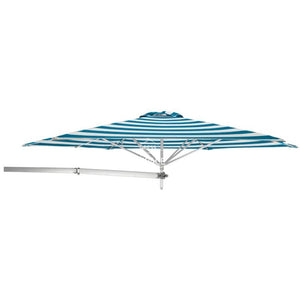 Paraflex Wall Mount Umbrella - Premium Turquoise Stripe Acrylic - Wall Mounted Umbrella - Instant Shade