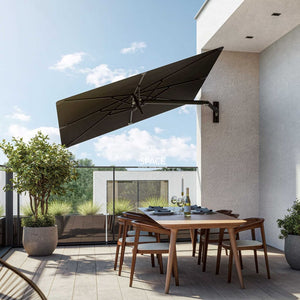 Paraflex UX Wall Mount Umbrella - 2.3m Square - Black Canopy - Wall Mounted Umbrella - Instant Shade