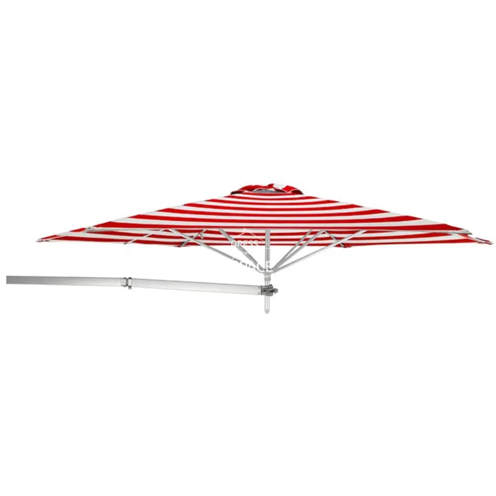 Paraflex Wall Mount Umbrella - Premium Red Stripe Acrylic - Wall Mounted Umbrella - Instant Shade