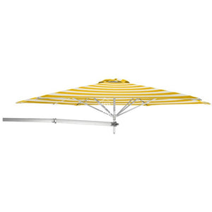 Paraflex Wall Mount Umbrella - Premium Yellow Stripe Acrylic - Wall Mounted Umbrella - Instant Shade