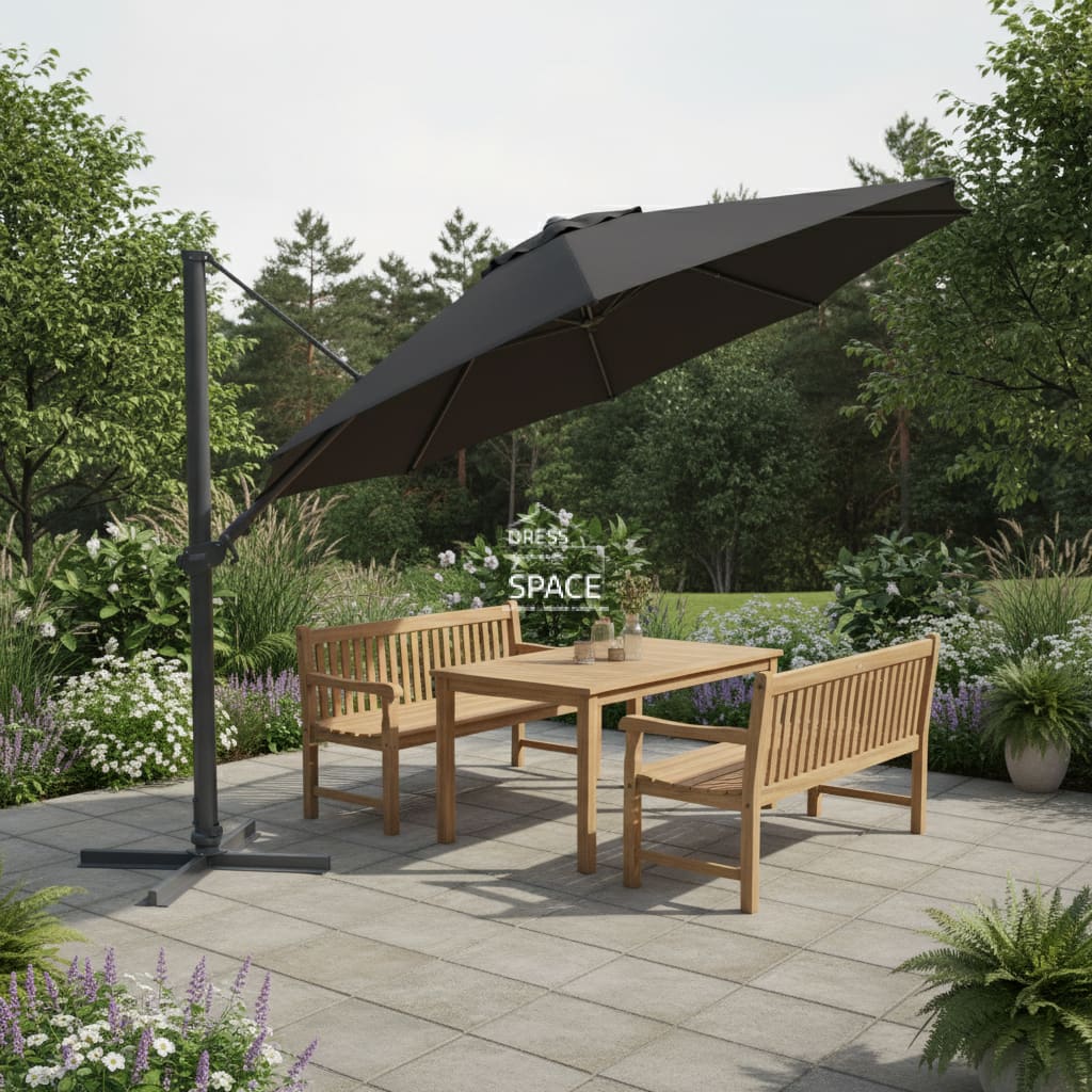 Regis Side Tilt Cantilever Umbrella 3.5m Octagonal - Charcoal Ridge - Outdoor Umbrella - Shelta
