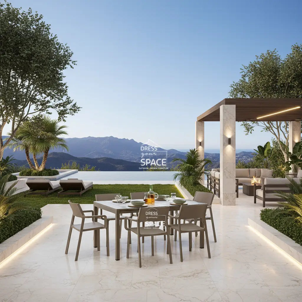 Rio Alu Top - Trill Dining Set (Taupe) - Outdoor Dining Set - Nardi