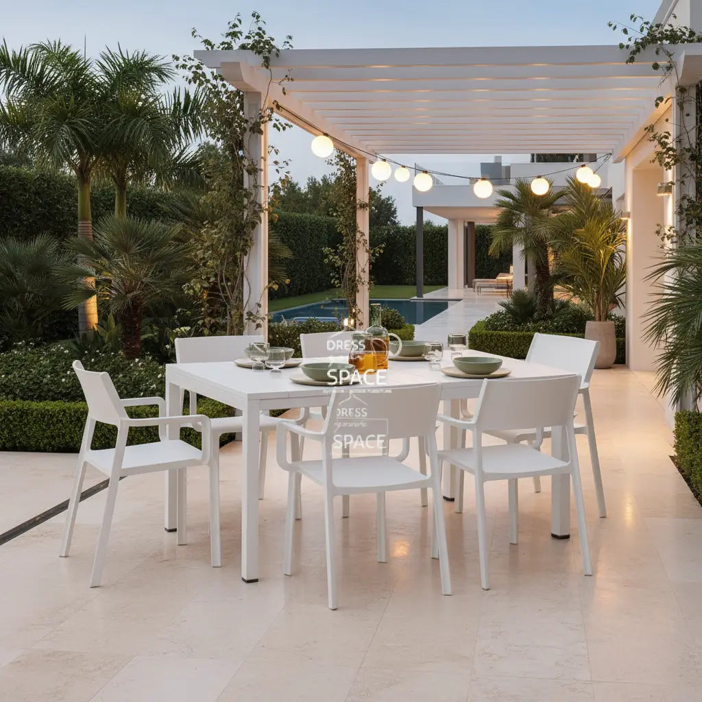 Rio Alu Top - Trill Dining Set (White) - Outdoor Dining Set - Nardi
