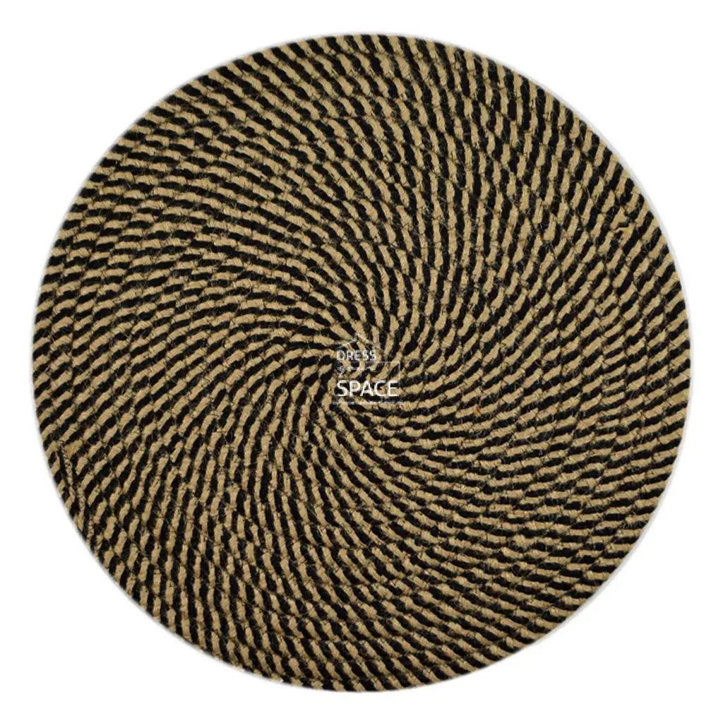Round Woven Cotton Placemat - Brown Black - Placemat - DYS Homewares