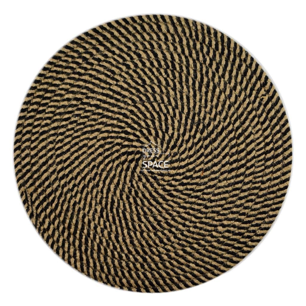 Round Woven Cotton Placemat - Brown Black - Placemat - DYS Homewares