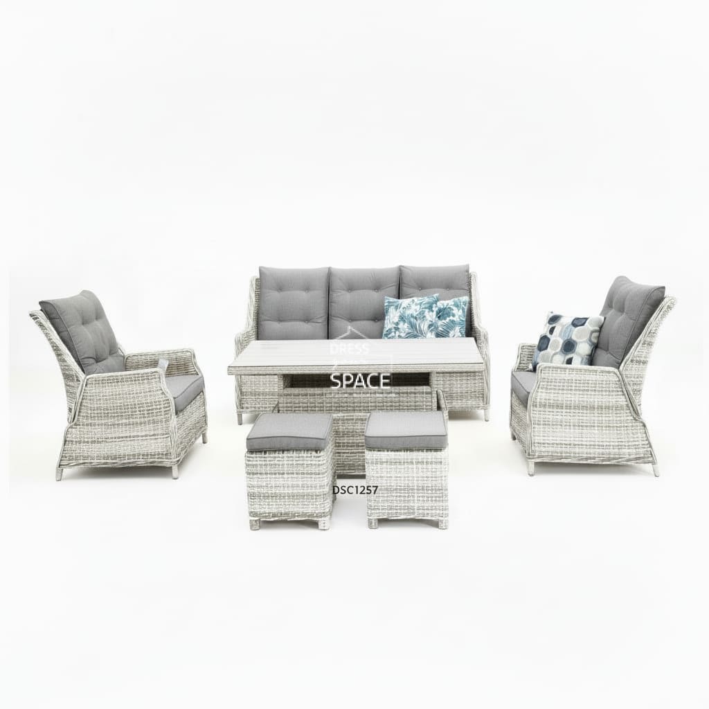 San Antonio 6 Piece Dining Outdoor Lounge Setting - Zen White - Outdoor Lounge Set - DYS Outdoor