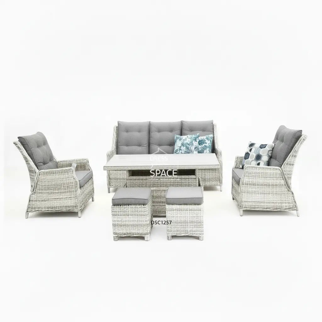 San Antonio 6 Piece Dining Outdoor Lounge Setting - Zen White - Outdoor Lounge Set - DYS Outdoor