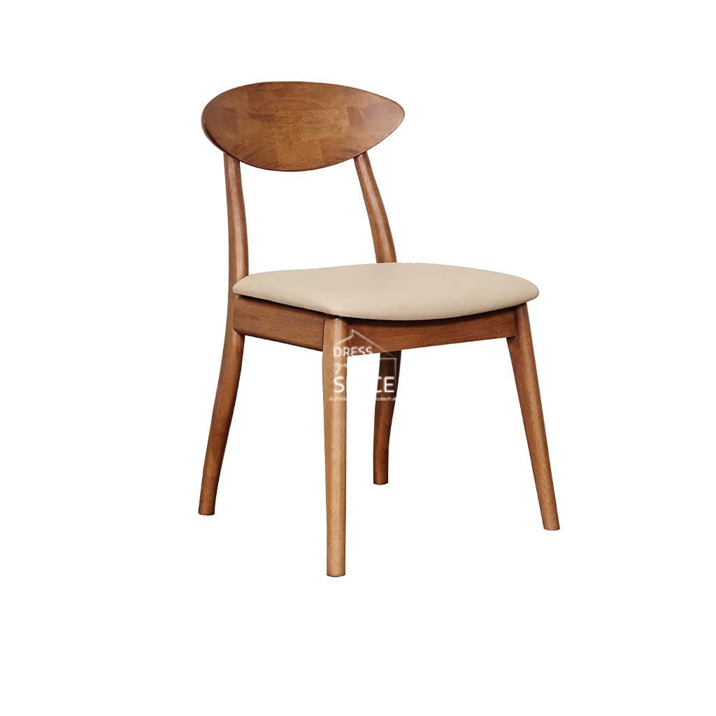 Santos Chair - Light Walnut Frame / Clay PU Seat - Indoor Dining Chair - DYS Indoor