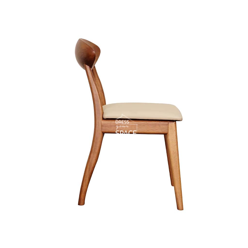 Santos Chair - Light Walnut Frame / Clay PU Seat - Indoor Dining Chair - DYS Indoor