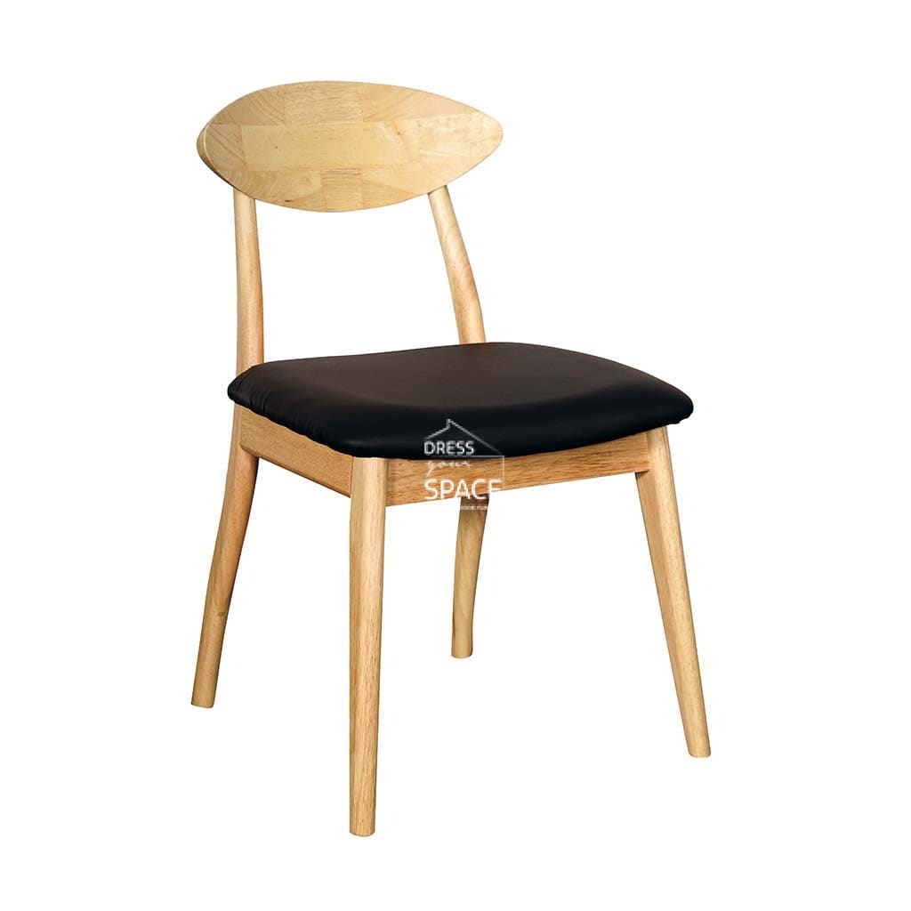 Santos Chair - Natural Frame / Black PU Seat - Indoor Dining Chair - DYS Indoor