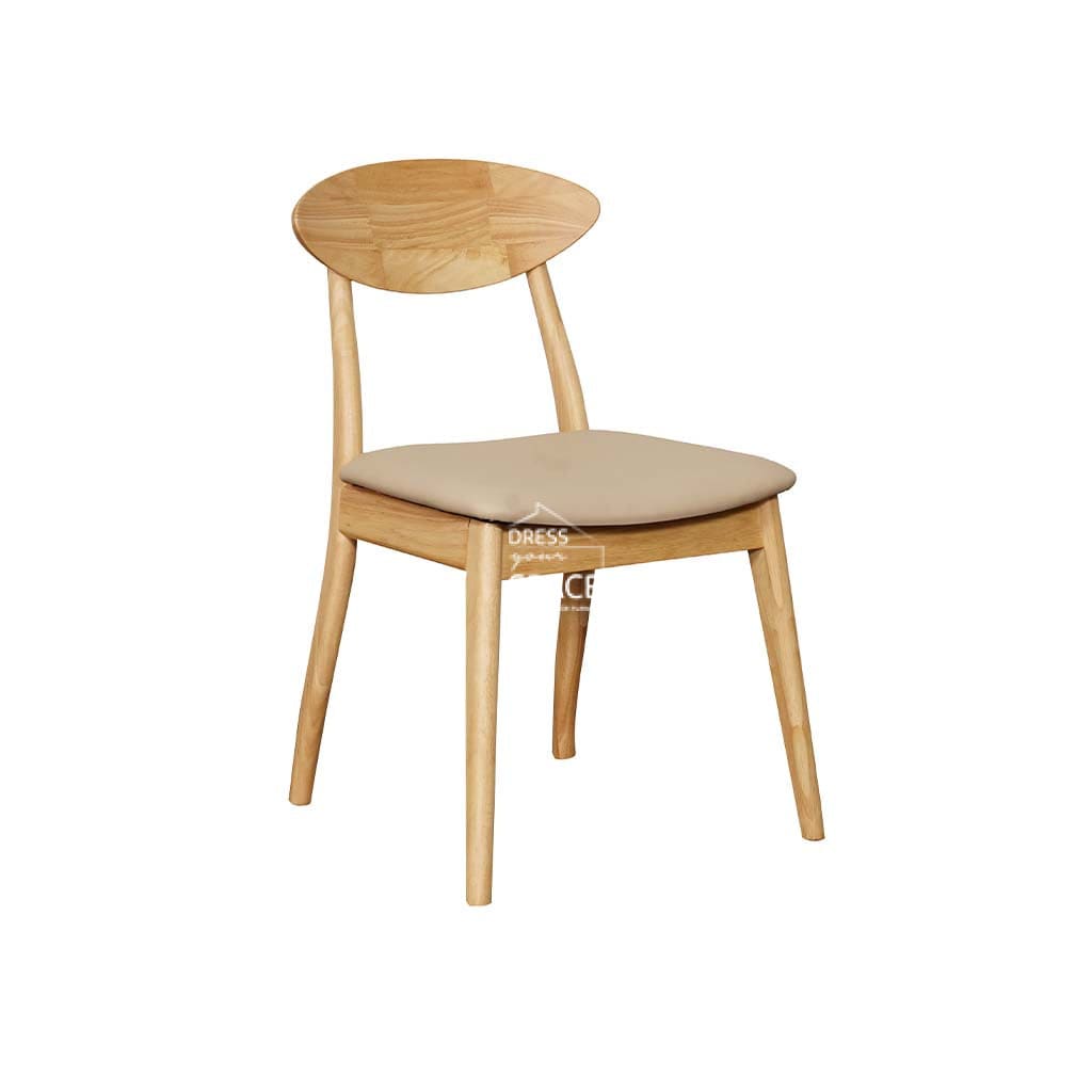 Santos Chair - Natural Frame / Clay PU Seat - Indoor Dining Chair - DYS Indoor