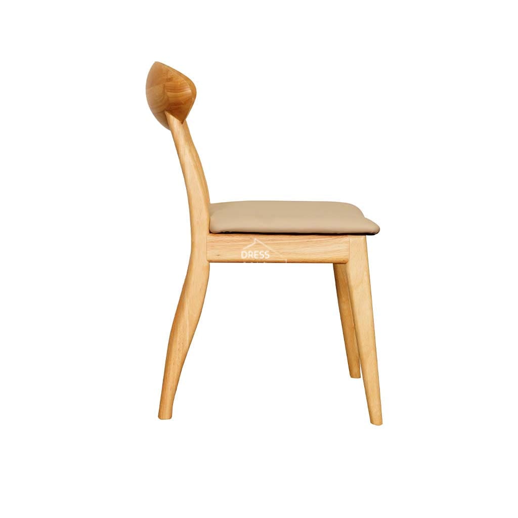 Santos Chair - Natural Frame / Clay PU Seat - Indoor Dining Chair - DYS Indoor