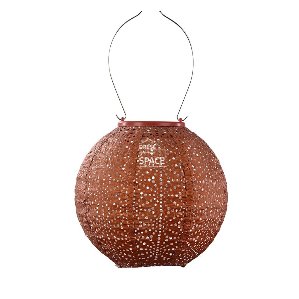Sashiko Round 20 - Copper Solar Lantern Outdoor Lighting Lumiz