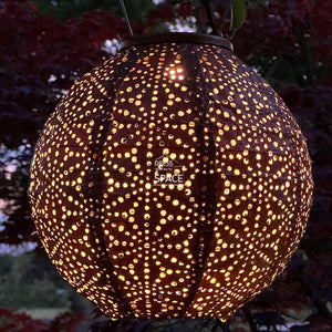 Sashiko Round 20 - Copper Solar Lantern Outdoor Lighting Lumiz