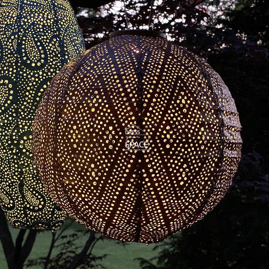 Sashiko Round 20 - Copper Solar Lantern Outdoor Lighting Lumiz