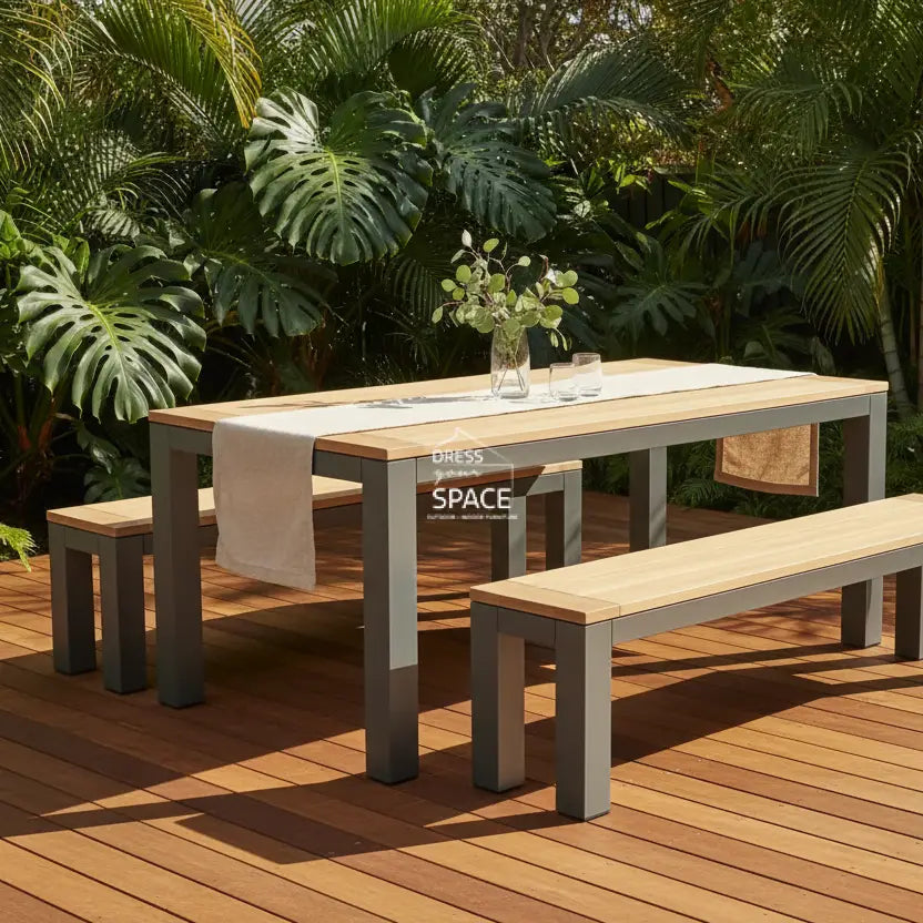 Sense 3 Piece Teak Set - Charcoal - Outdoor Dining Set - DYS Outdoor