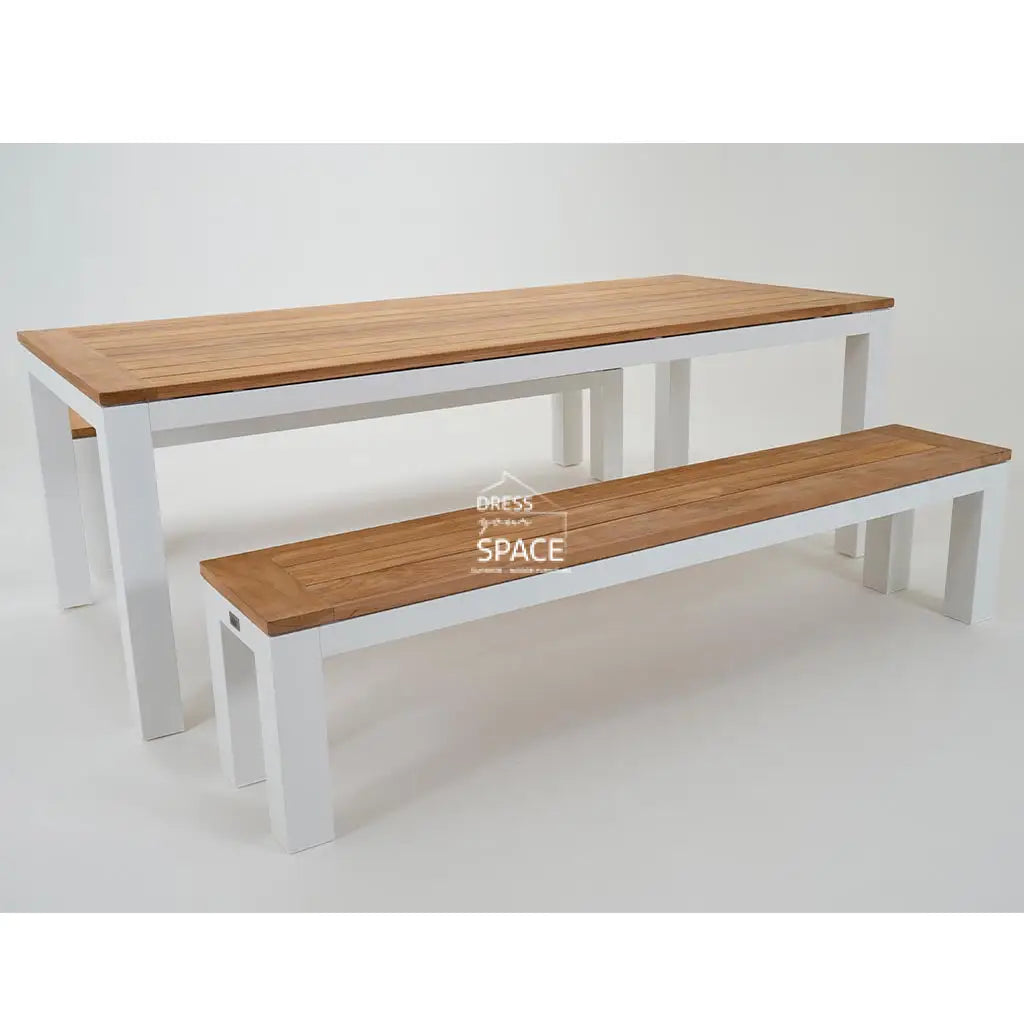 Sense 3 Piece Teak Set - White - Outdoor Dining Set - DYS Outdoor
