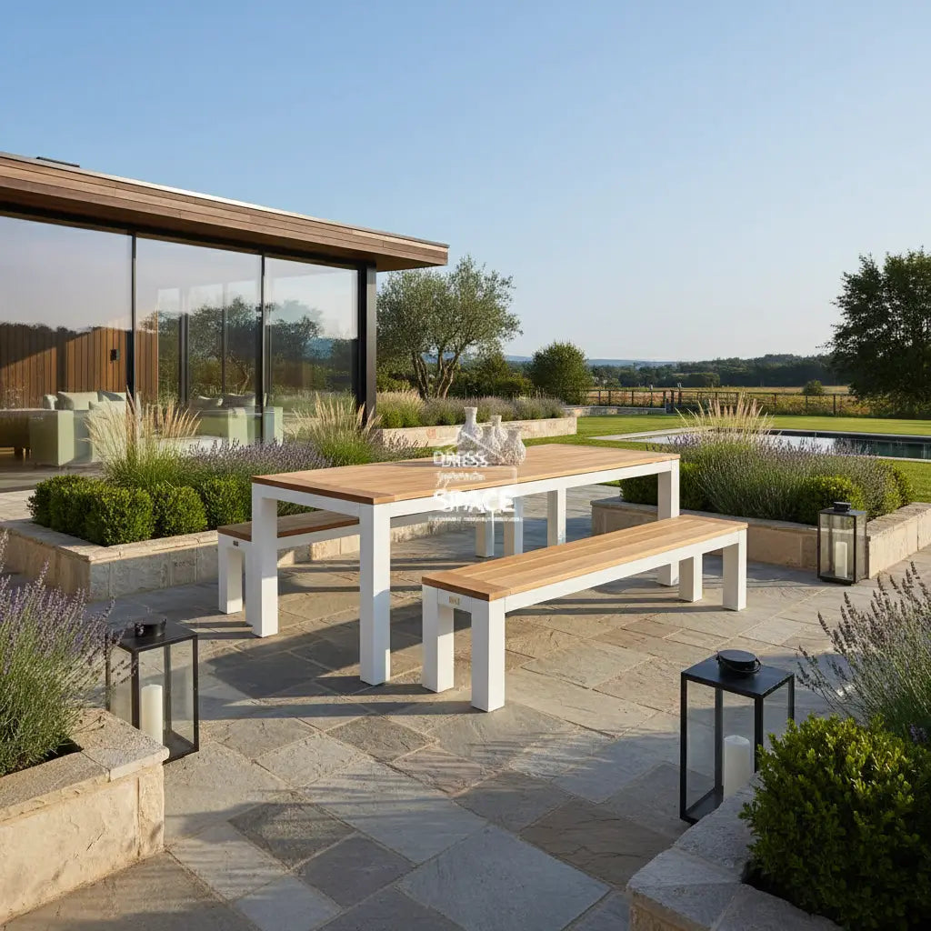 Sense 3 Piece Teak Set - White - Outdoor Dining Set - DYS Outdoor