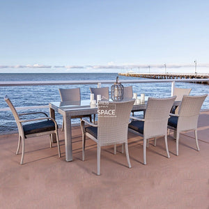 Stanley - Lucia Arm 9 Piece Set - Soft Grey - Outdoor Dining Set - DYS Outdoor