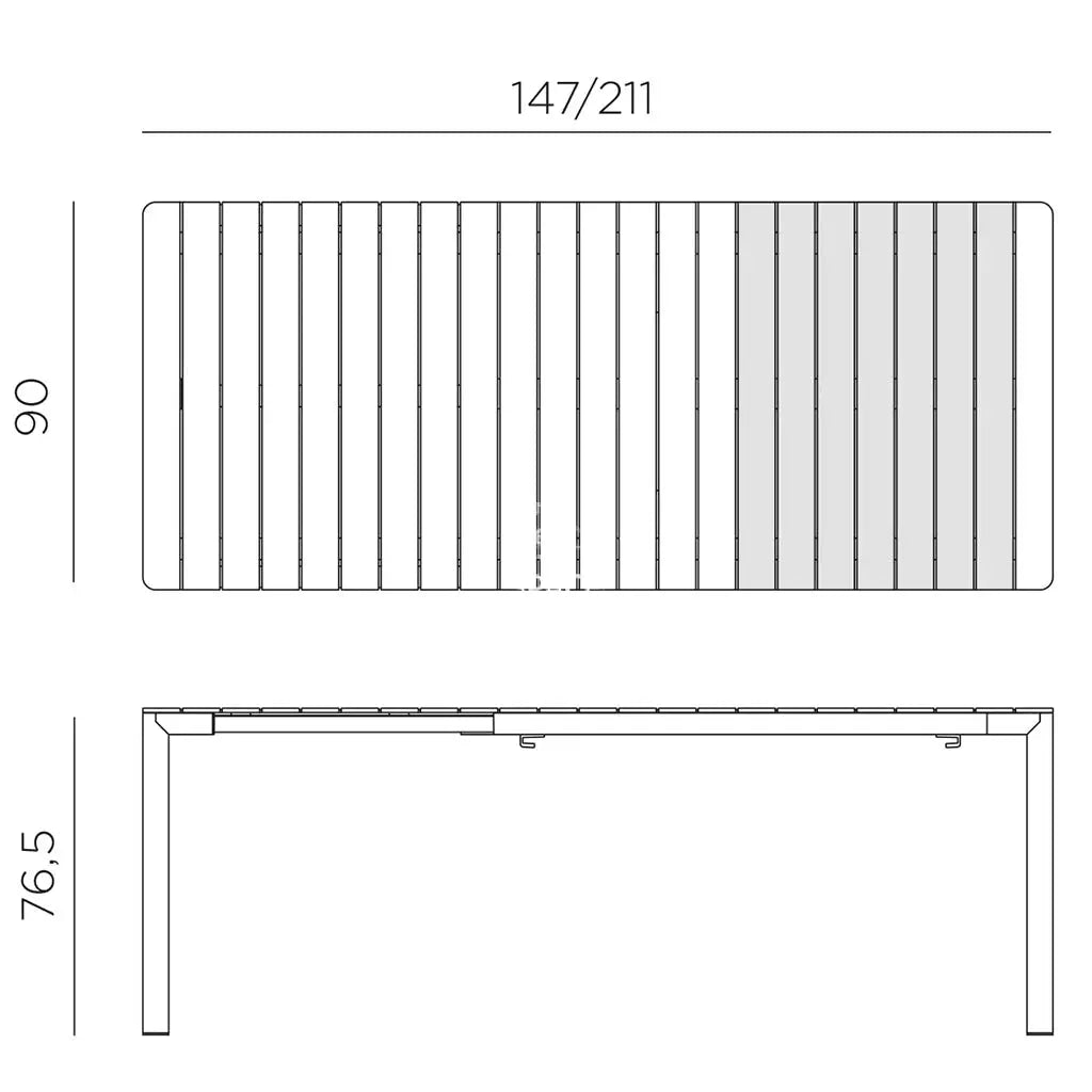 Tevere 147 Resin Top Extension Table - Anthracite (Jan Delivery) - Outdoor Table - Nardi