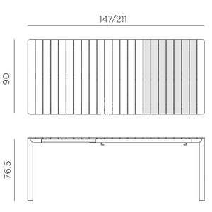 Tevere 147 Resin Top Extension Table - Anthracite (Jan Delivery) - Outdoor Table - Nardi