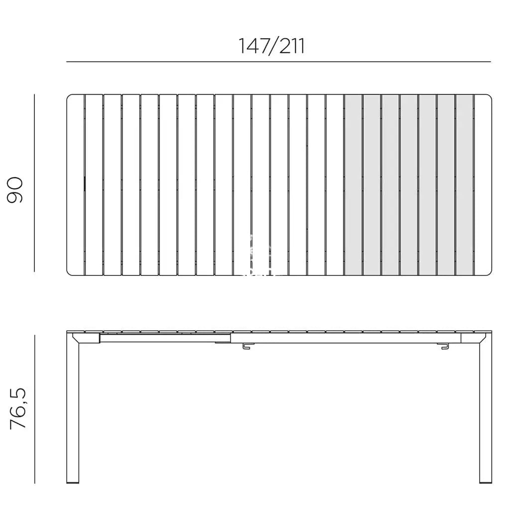 Tevere 147 Resin Top Extension Table - Tortora - Outdoor Table - Nardi